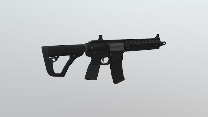 Low Poly MK18 Rifle 3D Model