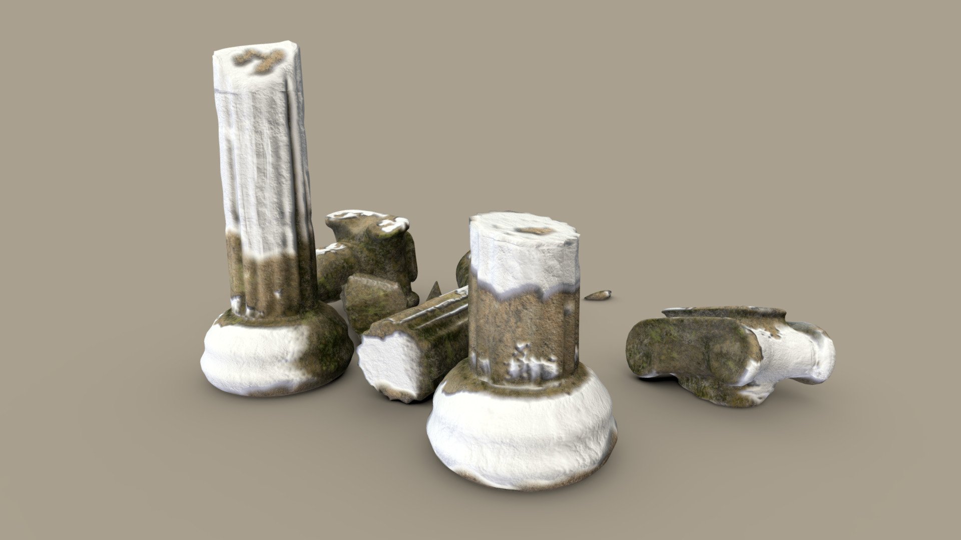 snowy broken columns - 3D model by Jean Christophe Perret (@zlork ...