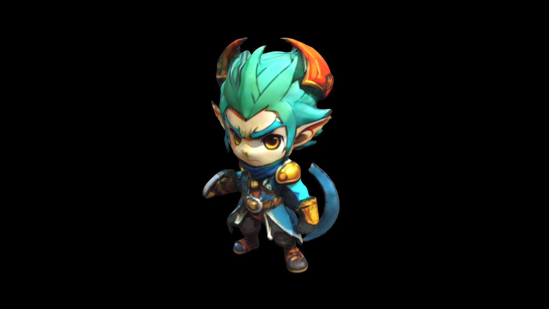 a cartoon character with horns and blue hair - Download Free 3D model ...