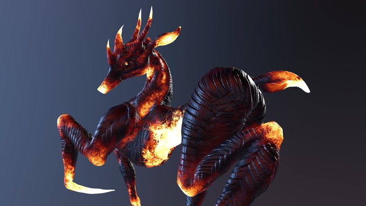 Fiery deer 3D Model