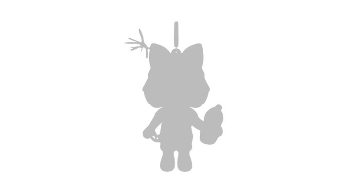 Cute figurine with cactus and fox ears 3D Model