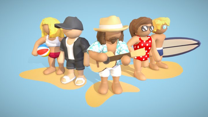 Low poly summer characters ⛱️ 3D Model
