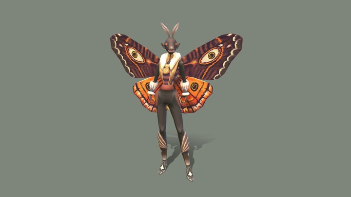 Animated Moth Character 3D Model
