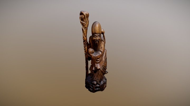 Japanese Wood Statue 3D Model