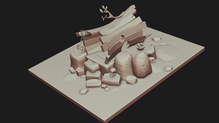 Isometric Stump House 3D Model