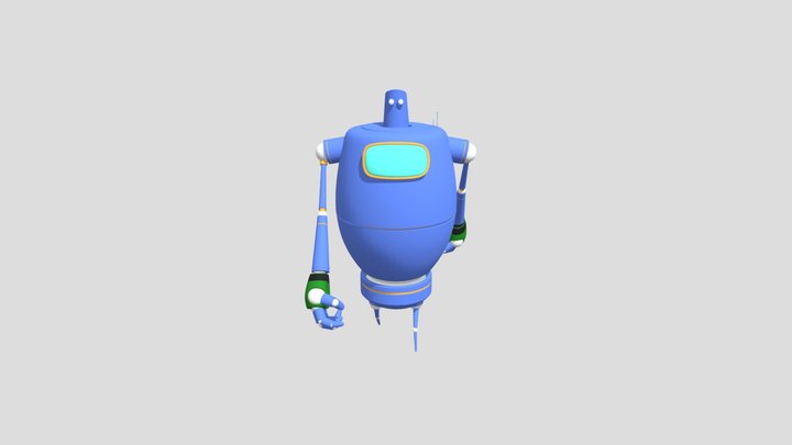 Blue Robot Animation 3D Model