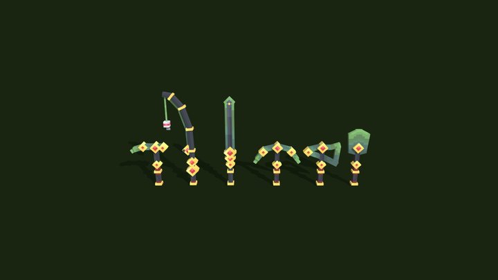 All Jade Stone Tools 3D Model