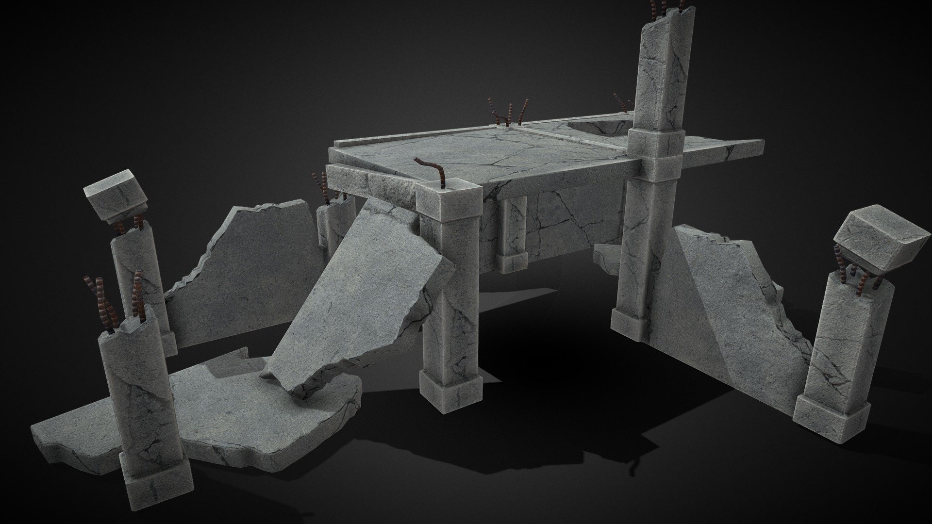 Modular Concrete Ruins [10+ Parts] - Buy Royalty Free 3D model by ...