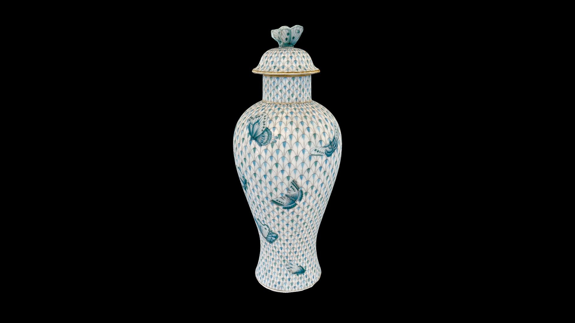 Vase, butterfly knob 06580017 VHSP161VT 3D model by Herend