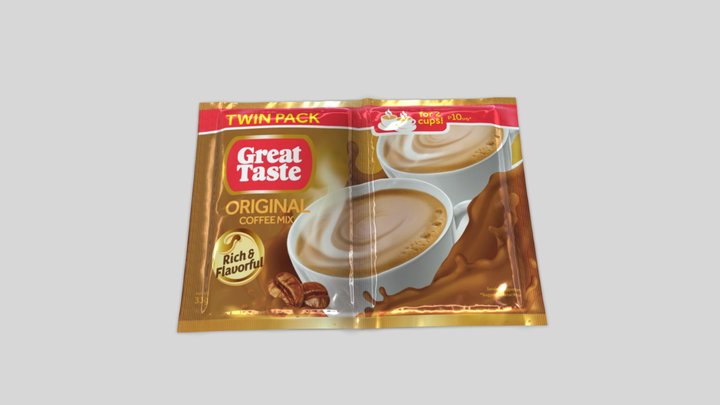 Twin Pack Coffee Sachet 3D Model