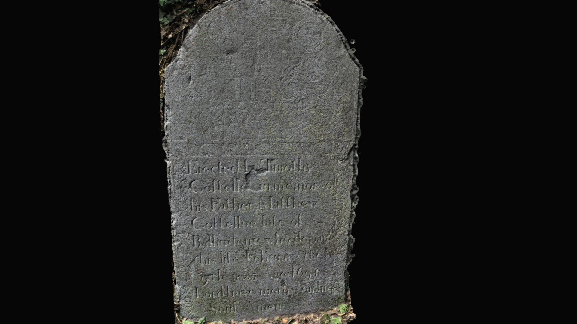 19th Century Headstone with Arma Christi Symbols
