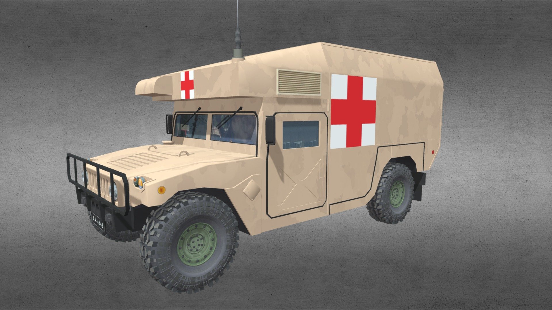Low Poly Military Ambulance HMMWV M997 3D model by nuralam018