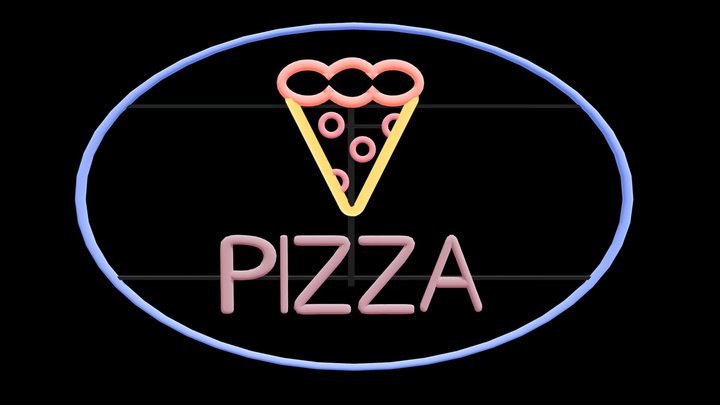 Letrero Pizza Neón 3D Model