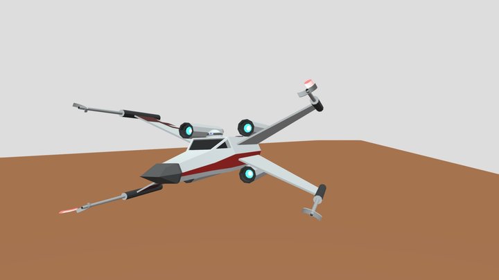Xwing Low Poly  looping animation 3D Model