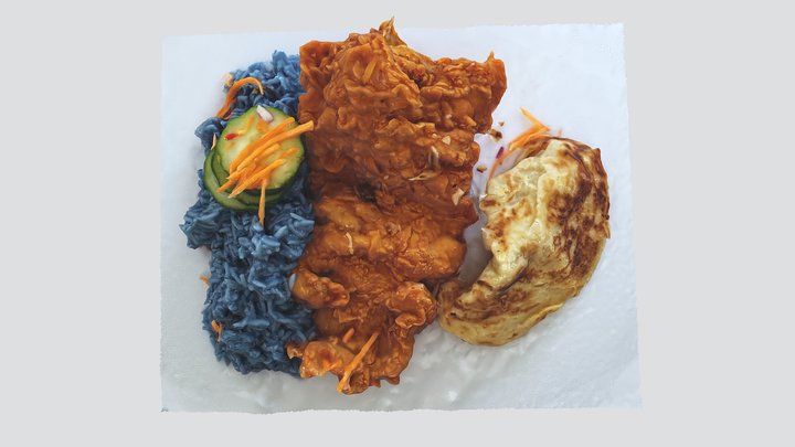 Blue Rice Hat Yai Fried Chicken 3D Model