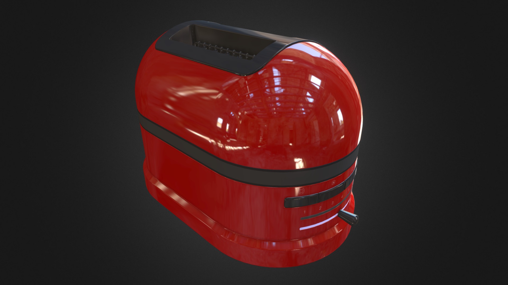 3D model Red Toaster - This is a 3D model of the Red Toaster. The 3D model is about a red and black car.
