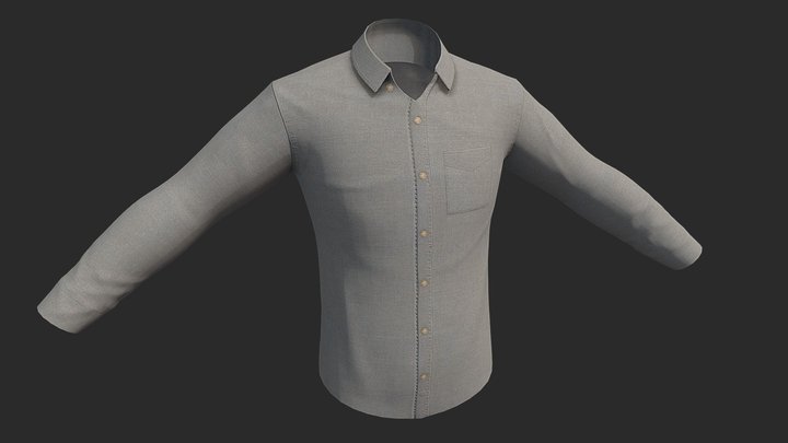 Button-Up Poplin Shirt 3D Model