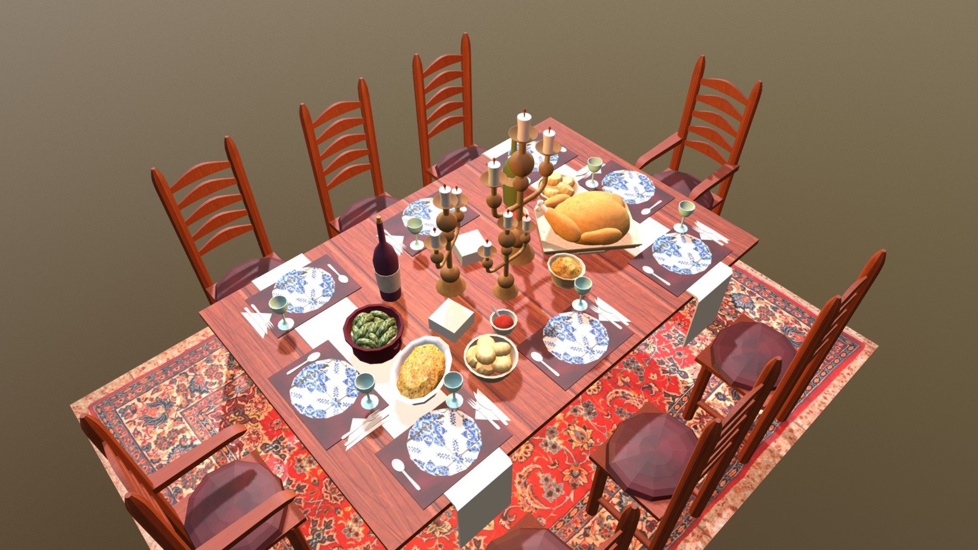 Table and props in Maya