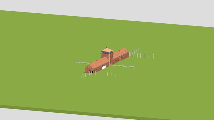 Auschwitz II - Birkenau Main Gate w Annotations 3D Model