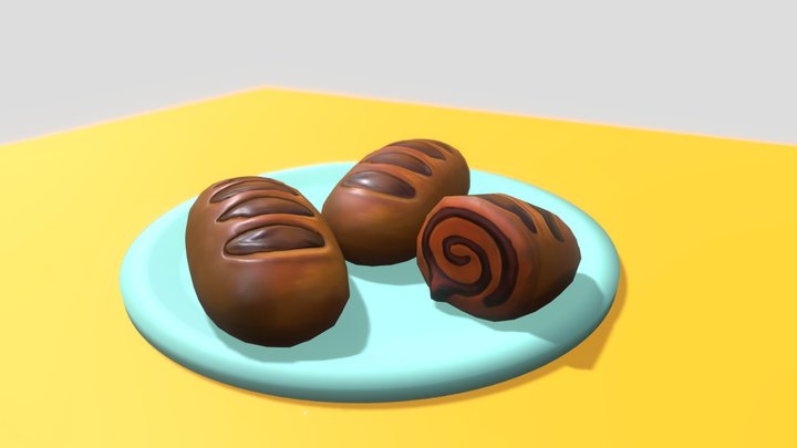 Filipino Choco Bread 3D Model