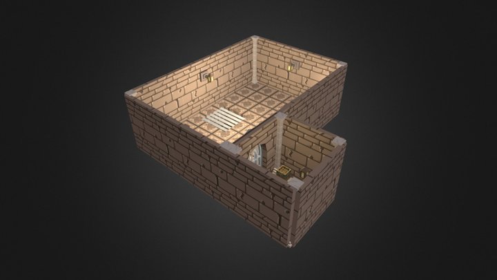 Pixel Art Castle Scene 3D Model