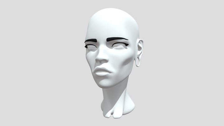 Stylized Female Head 3D Model