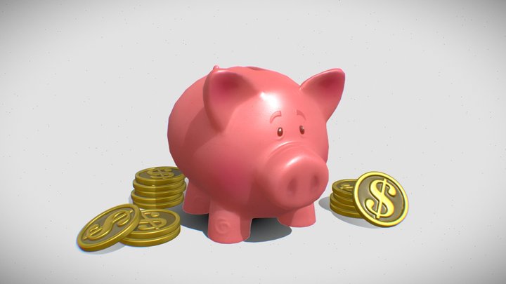 Piggybank Safe Coins Animated 3D Model