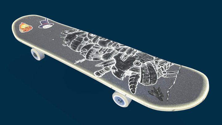 Howl's Moving Castle Skateboard 3D Model