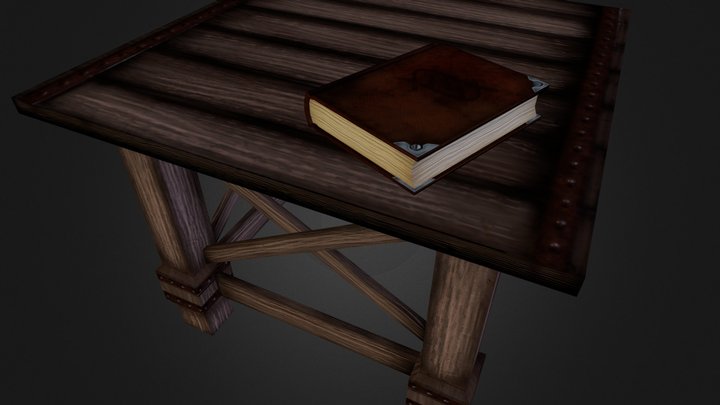 Table and Book 3D Model