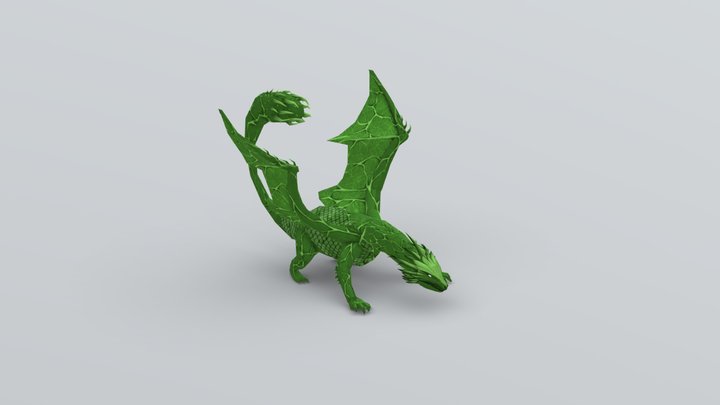Lowpoly - Green Dragon 3D Model