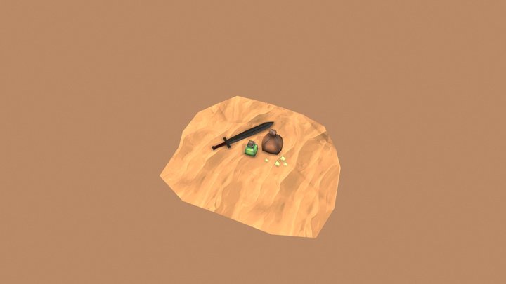 Scene with props (desert theme) 3D Model