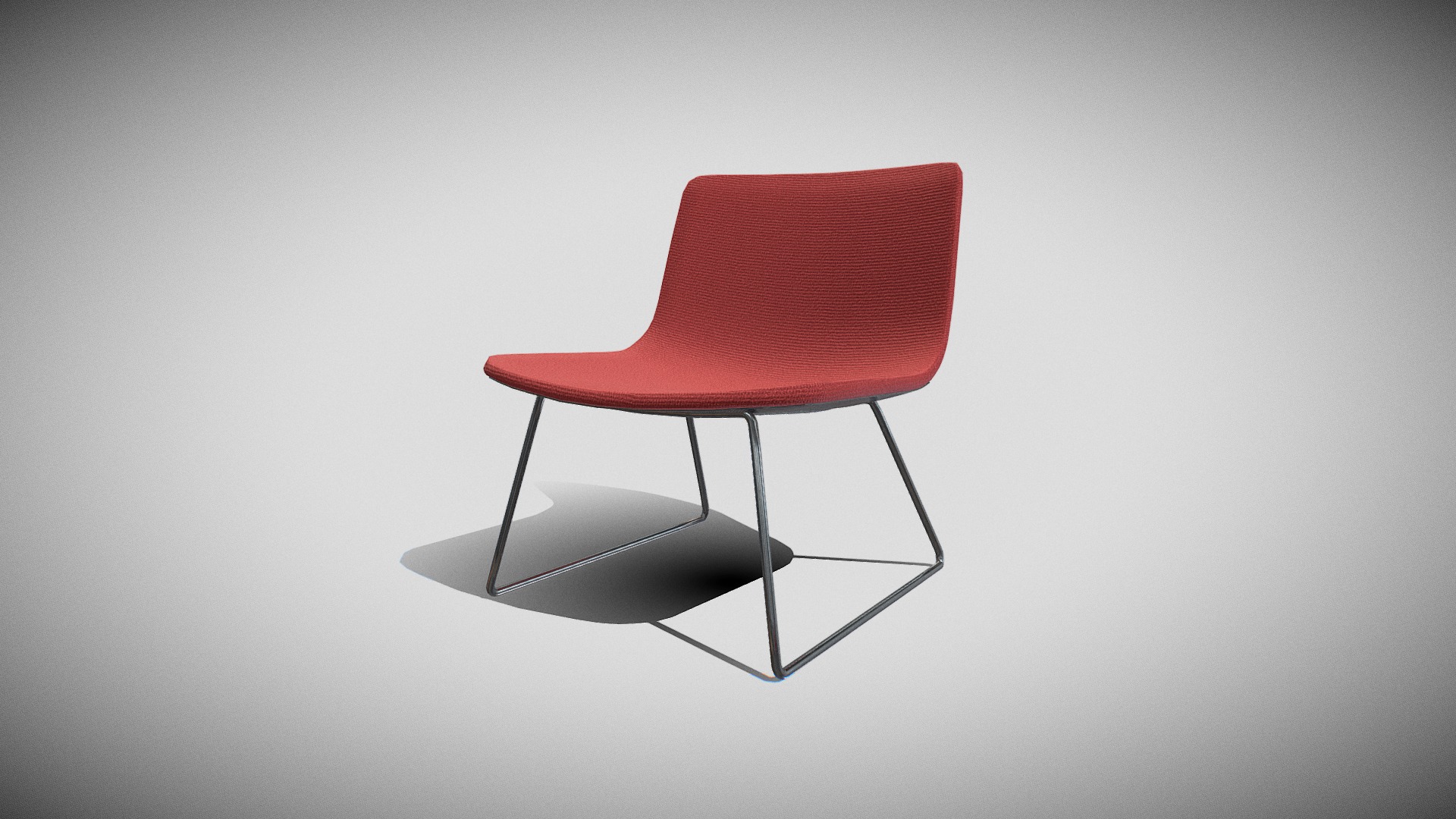 3D model PATO LOUNGE SLEDGE-MODEL 4372 Chrome v-02 - This is a 3D model of the PATO LOUNGE SLEDGE-MODEL 4372 Chrome v-02. The 3D model is about a red chair on a white background.