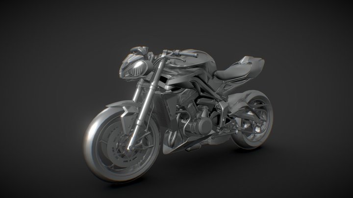 HighPoly Street Triple Motorcycle 3D Model