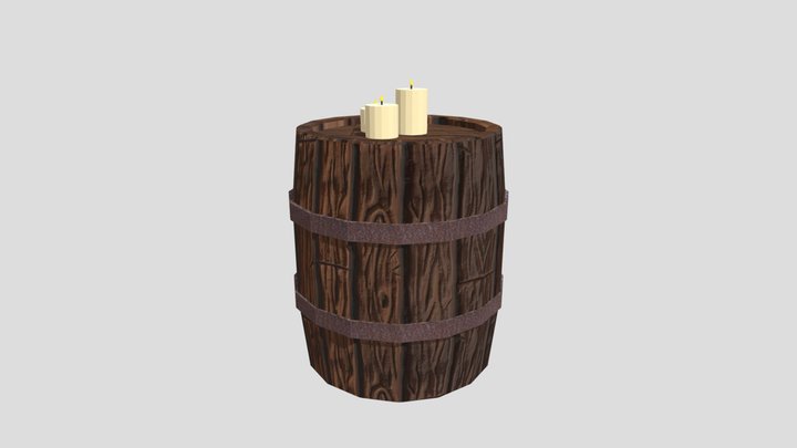Low-poly barrel with hand drawn wooden planks 3D Model