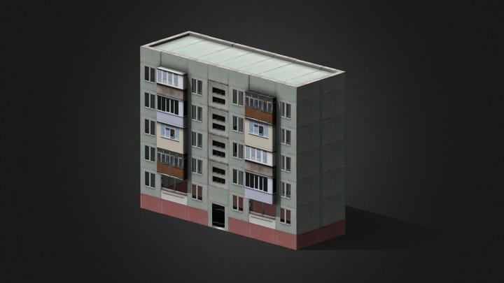 Full Modular Soviet Khrushchyovka (PSX) 3D Model