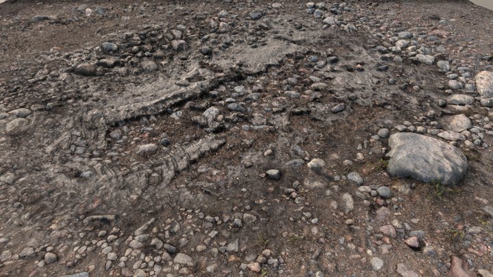 Puthole in a mud road 3D Model