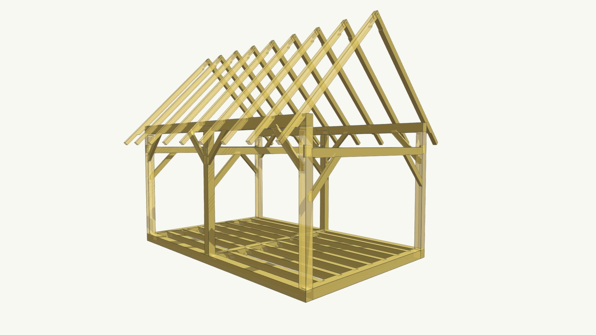 16x25 Timber Frame Barn 3D model by CHC Drafting (scofield1702