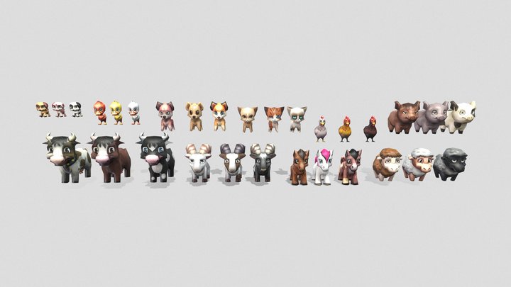 Low Poly Mega Animals Pack 3D Model