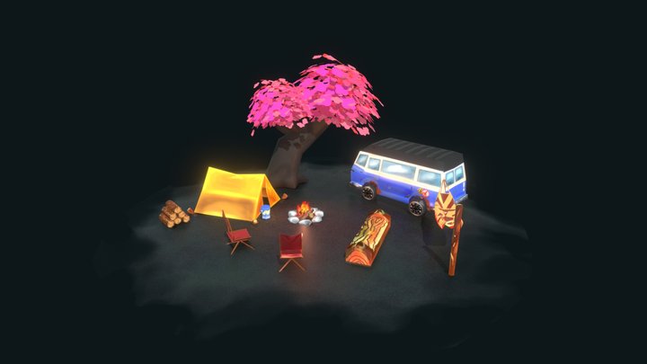 Camp Scene, Free Download. 3D Model