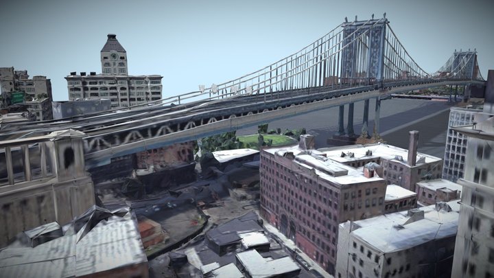 Manhattan Bridge, Brooklyn, New York, NY, USA 3D Model