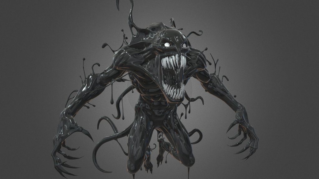 Black Liquid Monster Sharp Claws Tentacles