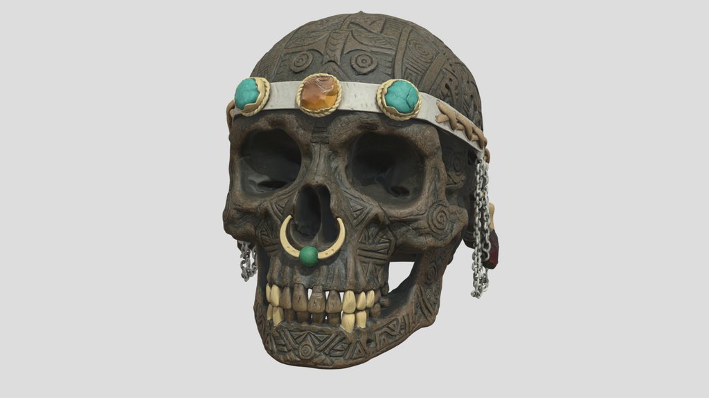 Tribal Skull with Primitive Jewelry