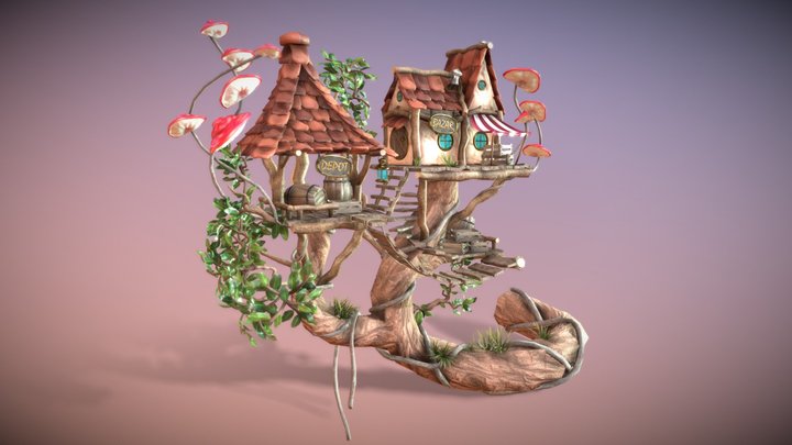 Fantasy treehouse shop 3D Model