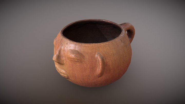 Game ready, handcrafted, clay mug with face 3D Model