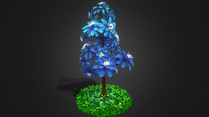 Stylized Hand Painted Tree 3D Model