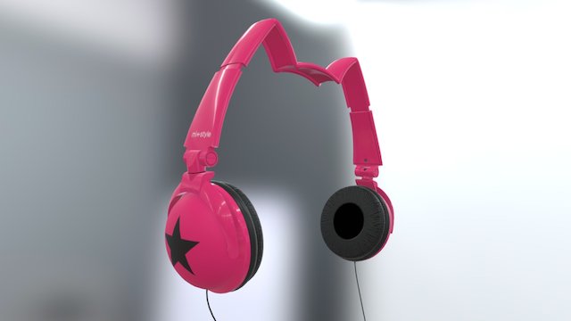 Mix Style Nekomimi Star Headphones Pink 3D Model