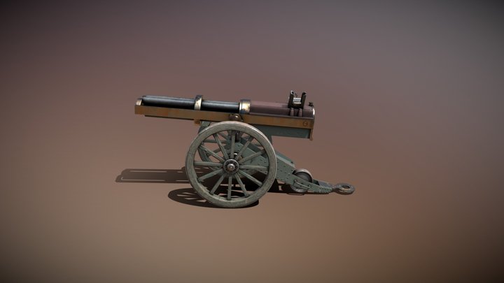 Револьверная пушка Гочкиса по референсу из RDR 2 3D Model