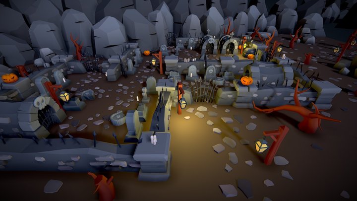 Toon Graveyard Assets Pack - Game ready 3D Model