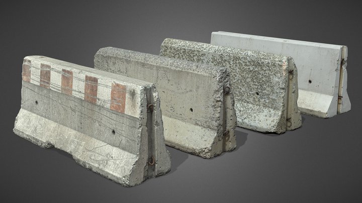 Concrete Barrier Bundle 3D Model