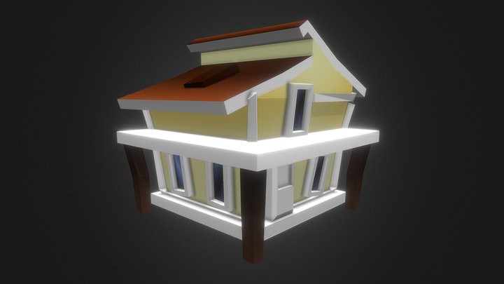 Low Poly Beach House 3D Model